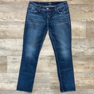 Silver Elyse Mid Rise Straight Jeans